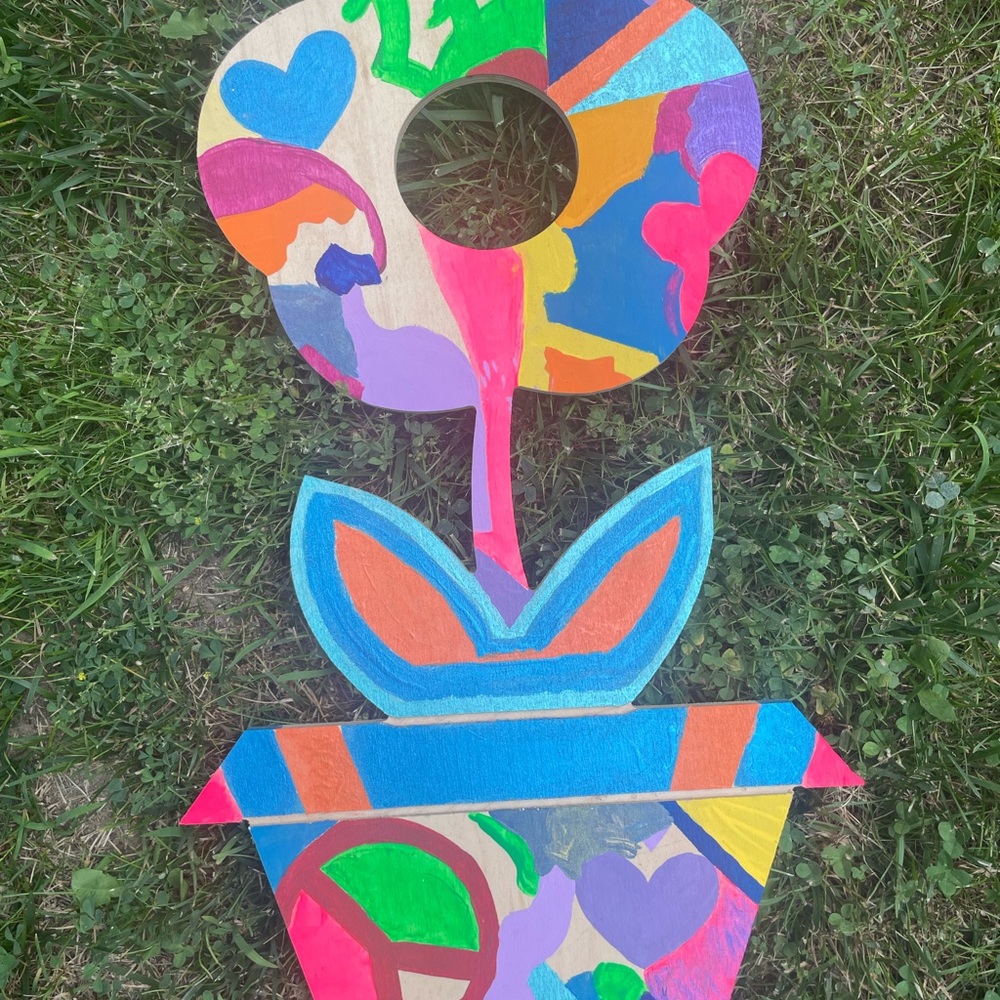 Colorful Abstract Flower Pot Painting